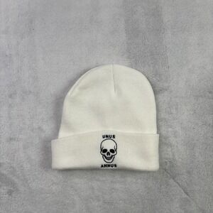 Unus Annus Skull White Beanie Cap Hat Fleece OSFA Emo Punk Skater Skully